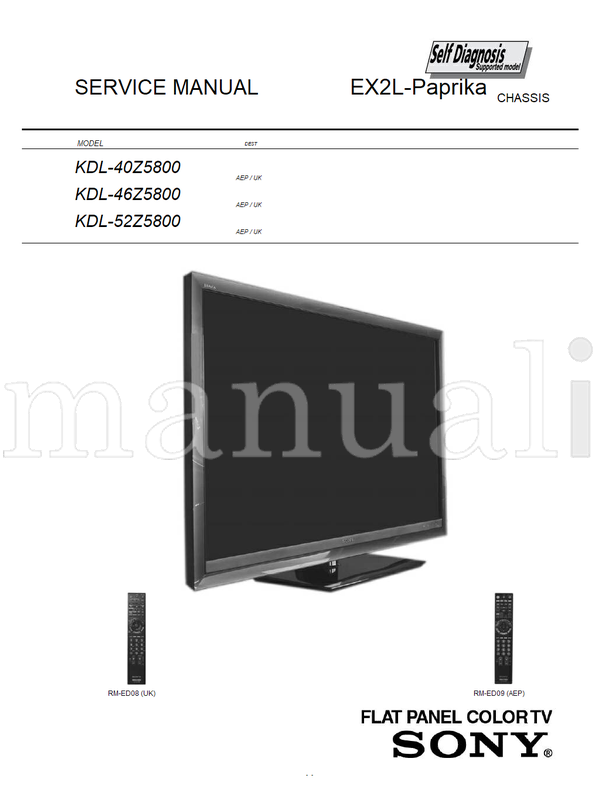Sony KDL-40 52Z5800 9-883-467-01 (78 pages) TV Service Manual