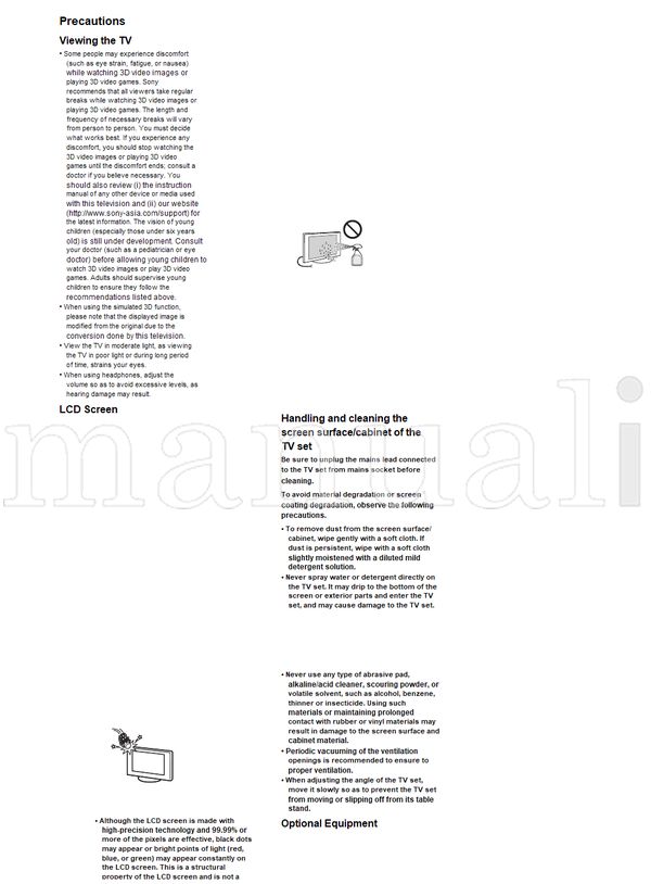 Sony KDL-65HX920 60NX720 55HX920 55NX720 46HX920 46HX820 46NX720 (68 pages) TV Operating Manual