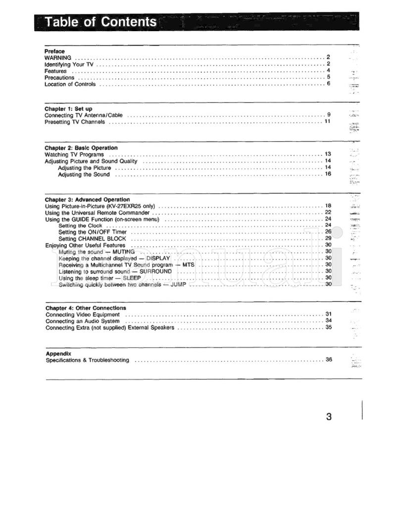 Sony KV-20EXR20 KV-27EXR20 KV-27EXR25 (36 pages) TV Operating Manual