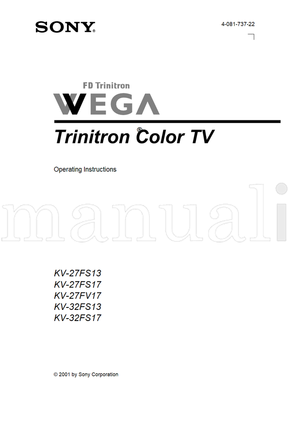 Sony 4-081-737-22 KV-27FS13 KV-27FS17 KV-27FV17 KV-32FS13 (64 pages) TV Operating Manual