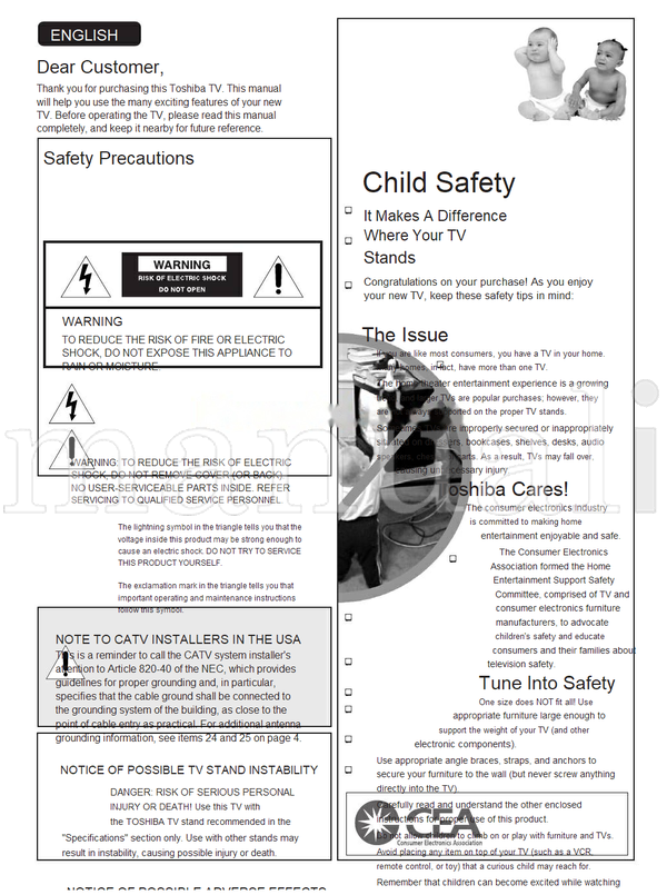 Toshiba 13A23 13A23W (18 pages) TV Operating Manual