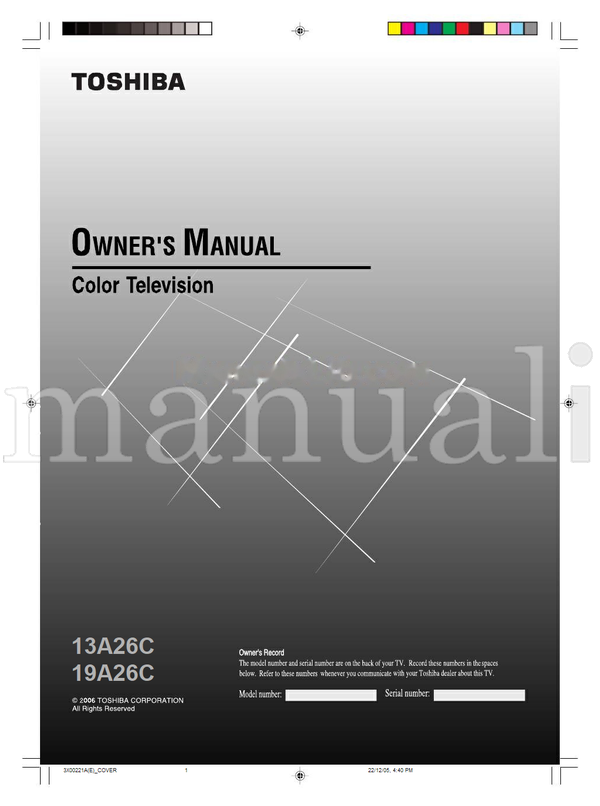 Toshiba 13A26C 19A26C (29 pages) TV Operating Manual