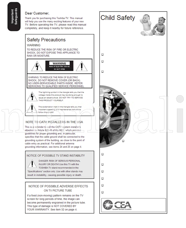 Toshiba 14AF43 20AF43 24AF43 (36 pages) TV Operating Manual