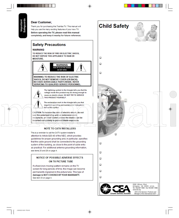 Toshiba 14AF45C 20AF45C (28 pages) TV Operating Manual