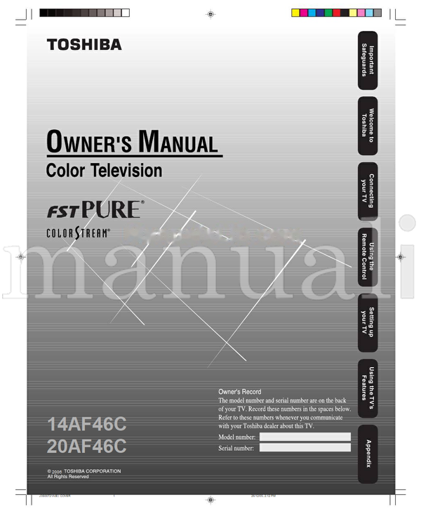 Toshiba 14AF46C 20AF46C (56 pages) TV Operating Manual