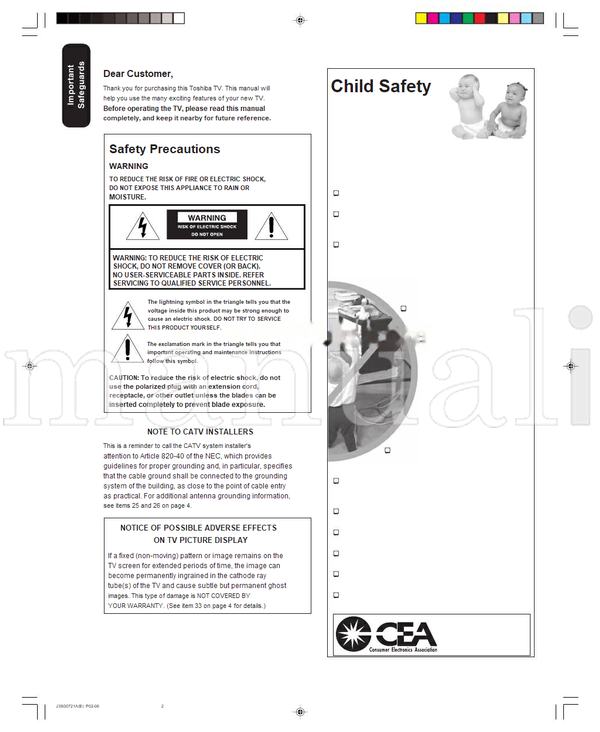 Toshiba 14AF46C 20AF46C (56 pages) TV Operating Manual