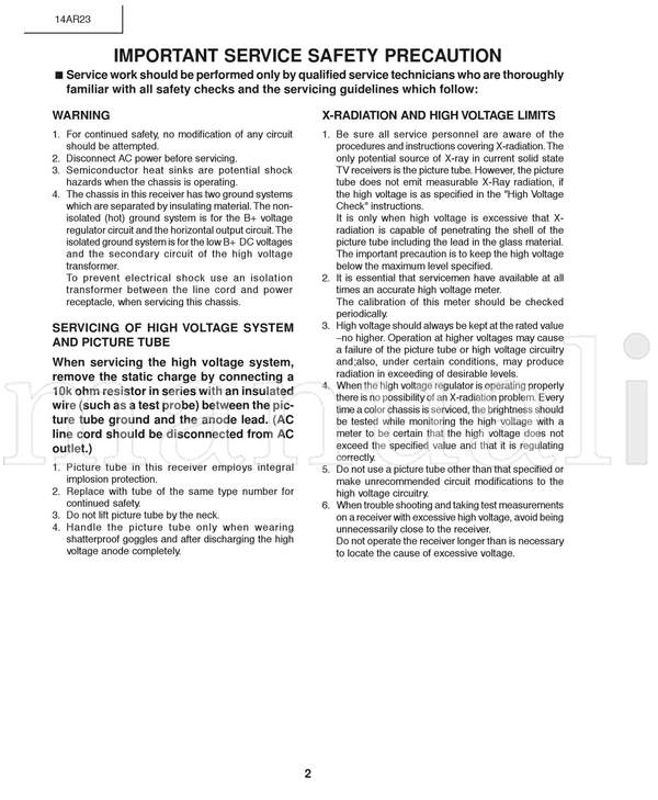 Toshiba 050-200334 14AR23 (29 pages) TV Service Manual