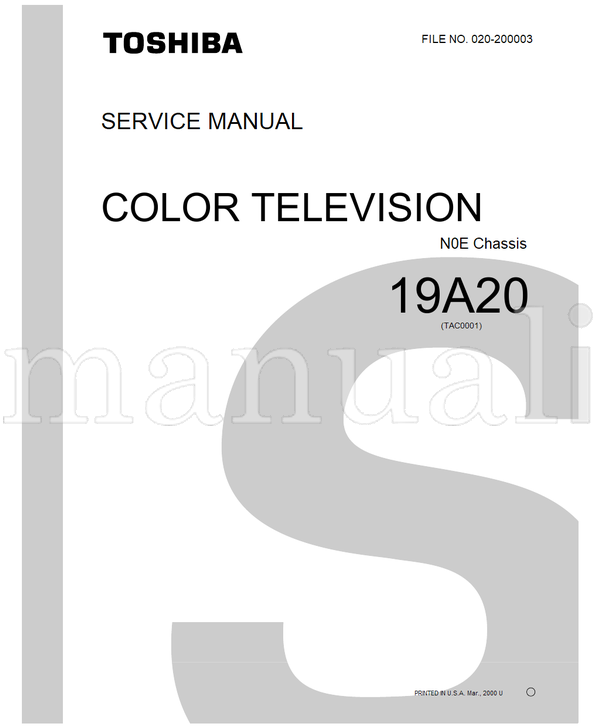 Toshiba 14AS20 19A20 063-200006 (30 pages) TV Service Manual