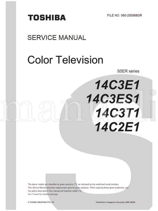 Toshiba 060-200568GR 14C3E1 14C3ES1 14C3T1 14C2E1 (45 pages) TV Service Manual