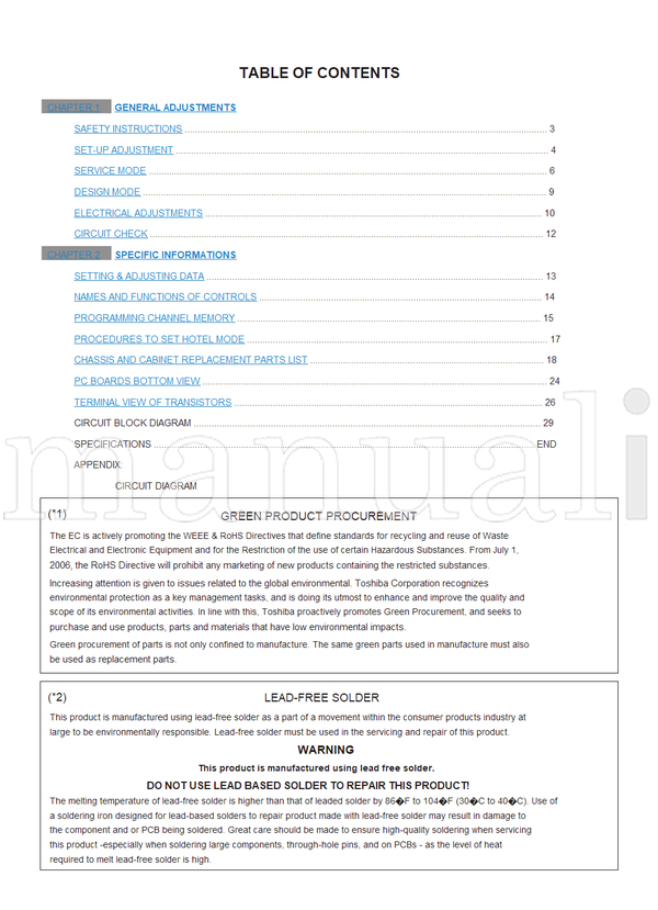 Toshiba 060-200568GR 14C3E1 14C3ES1 14C3T1 14C2E1 (45 pages) TV Service Manual