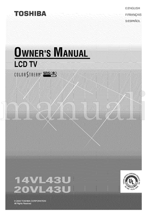 Toshiba 14VL43U (32 pages) TV Operating Manual