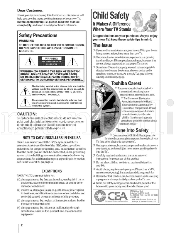 Toshiba 14VL43U (32 pages) TV Operating Manual