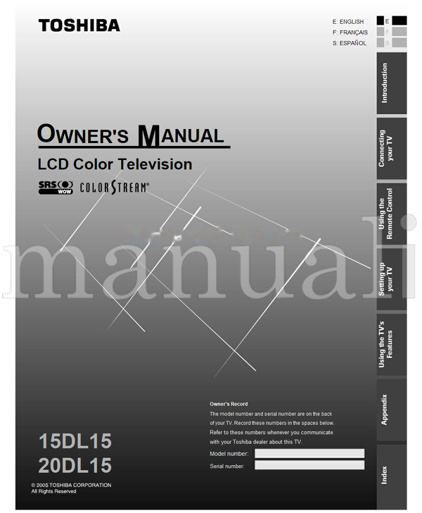 Toshiba 15DL15 20DL15 (36 pages) TV Operating Manual
