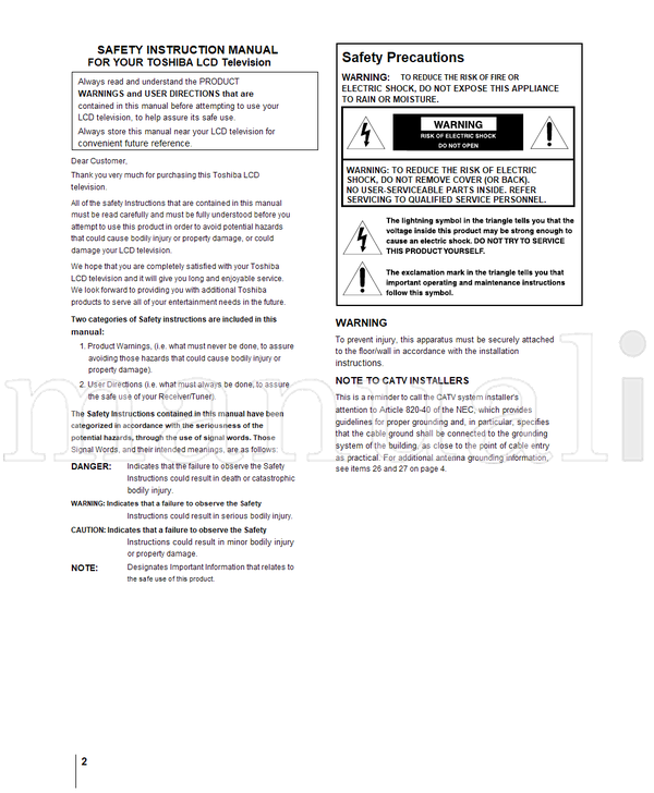 Toshiba 15DL75 20DL75 (36 pages) TV Operating Manual