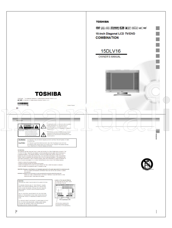 Toshiba 810-200640GR 15DLV16 (88 pages) TV Service Manual