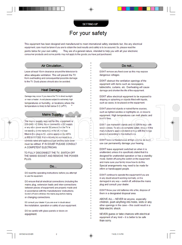 Toshiba 15V31B 3N70401A (30 pages) TV Operating Manual