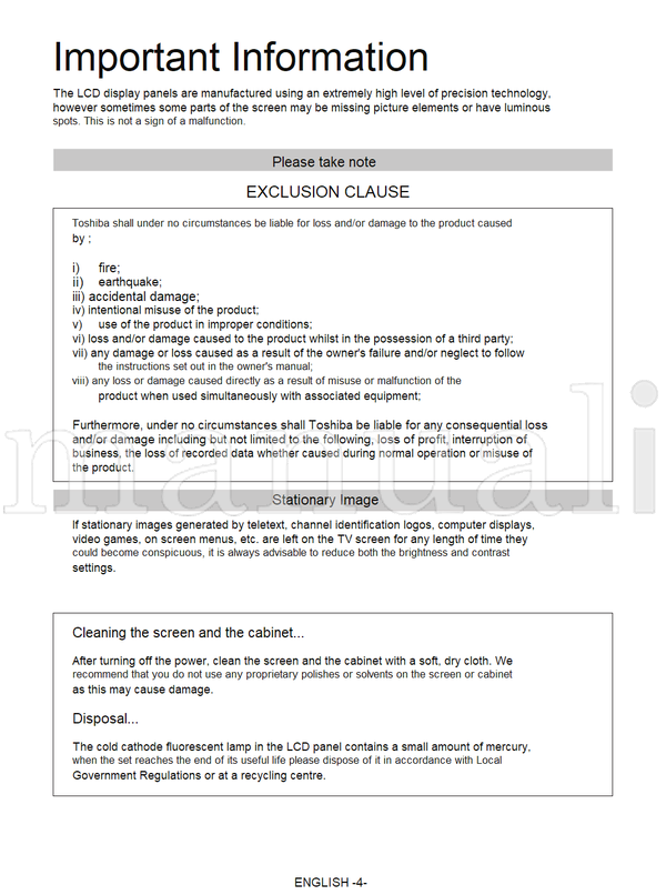 Toshiba 15VL63 (27 pages) TV Operating Manual