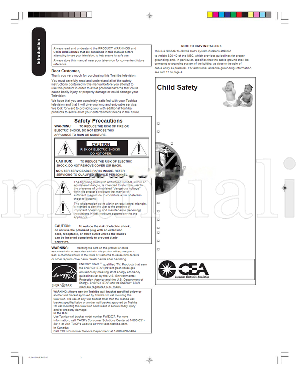 Toshiba 17HLV85 20HLV85 (66 pages) TV Operating Manual