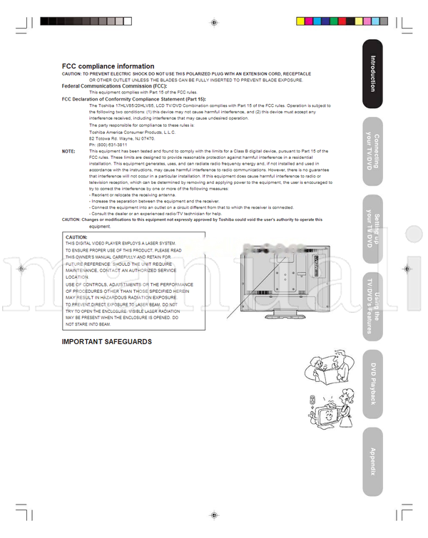 Toshiba 17HLV85 20HLV85 (66 pages) TV Operating Manual