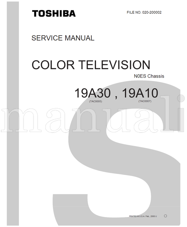 Toshiba 19A30 (43 pages) TV Service Manual