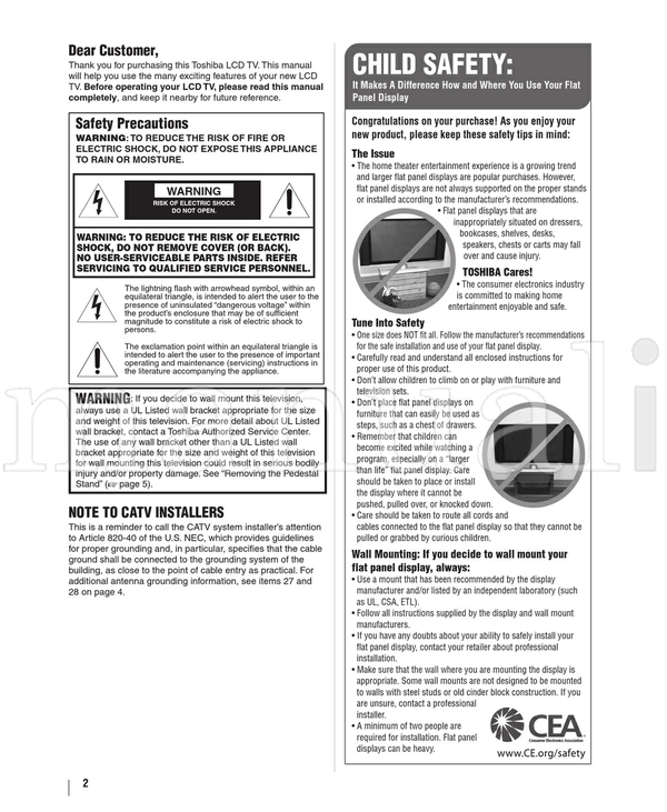 Toshiba 19AV500U 19AV501U VX3A00018000 HDA51V1900I HL117 213276 (54 pages) TV Operating Manual