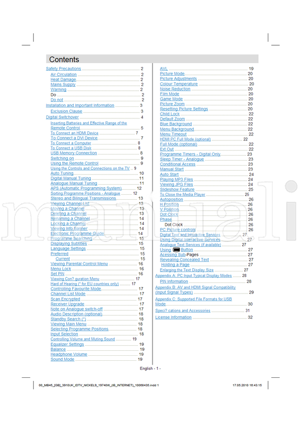 Toshiba 19BV500B (36 pages) TV Operating Manual