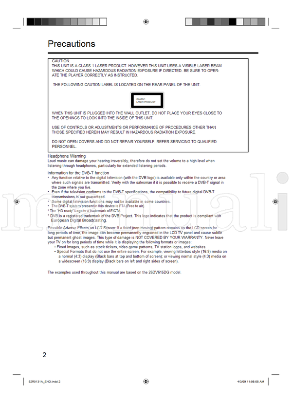 Toshiba 19DV615DG 19DV616DG 22DV615DG 22DV616DG 26DV615DG 110806 (60 pages) TV Operating Manual