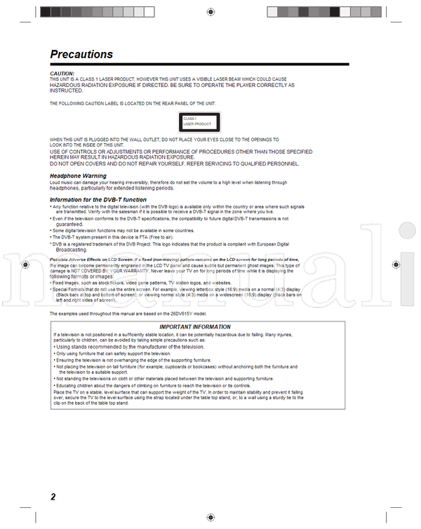 Toshiba 19DV615Y 22DV615Y 26DV615Y (65 pages) TV/DVD Combo Operating Manual