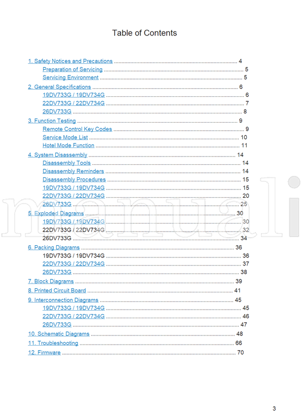 Toshiba 19DV733G 19DV734G 22DV733G 22DV734G 26DV733G (76 pages) TV/DVD Combo Service Manual