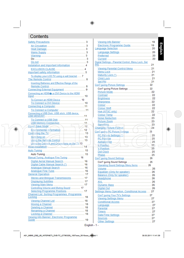 Toshiba 19EL833G (44 pages) TV Operating Manual
