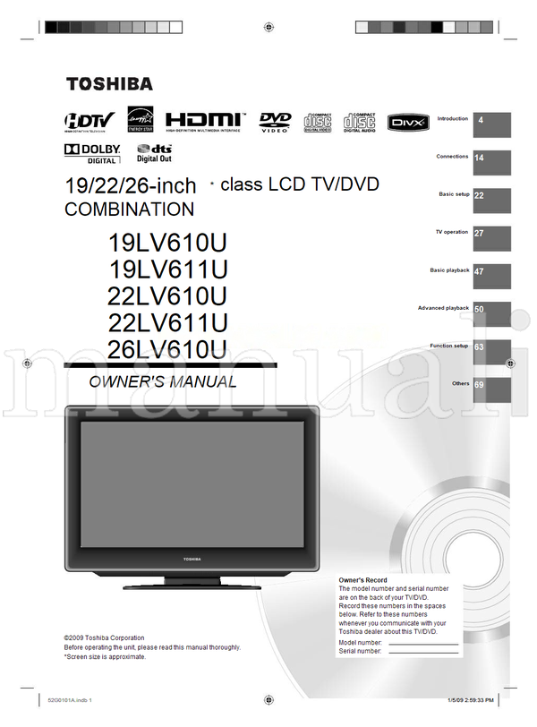Toshiba 19LV610U 19LV611U 22LV610U 22LV611U 26LV610U 25933 (76 pages) TV Operating Manual