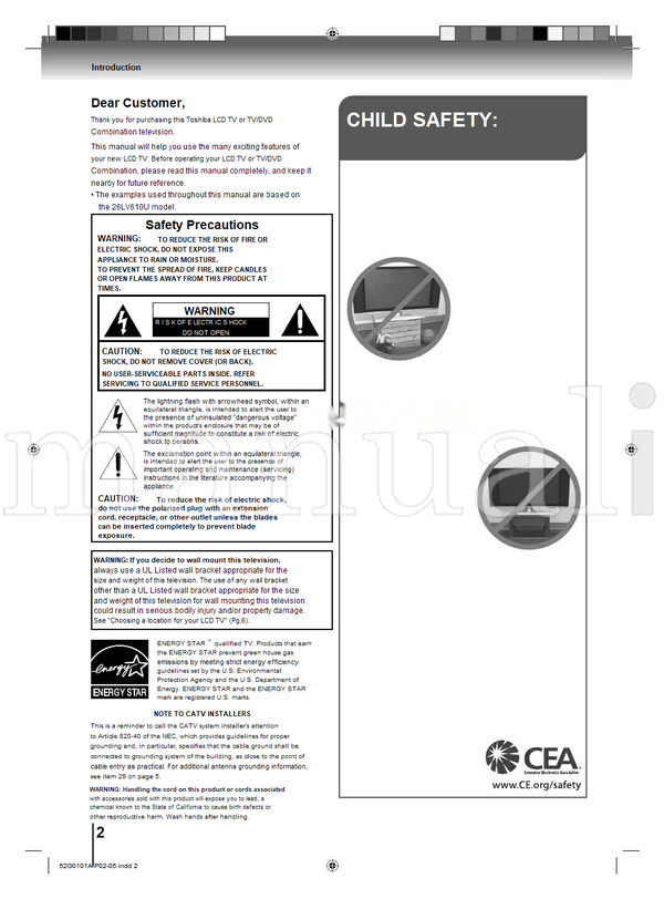 Toshiba 19LV610U 19LV611U 22LV610U 22LV611U 26LV610U 25933 (76 pages) TV Operating Manual
