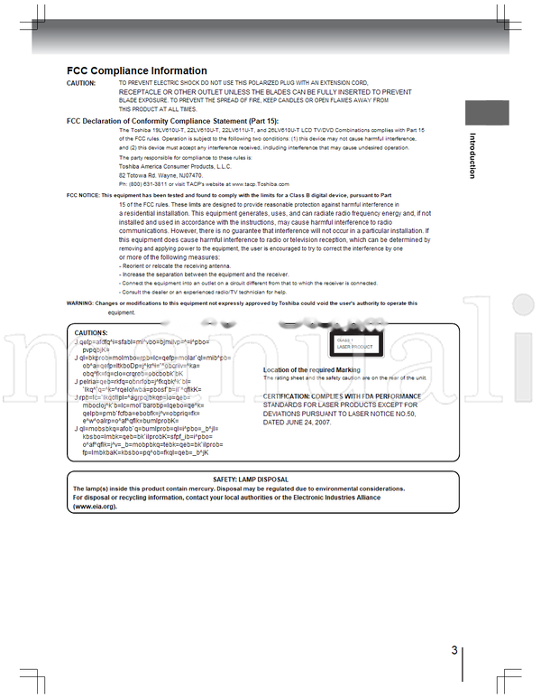 Toshiba 19LV610U-T 22LV610U-T 22LV611U-T 26LV610U-T (80 pages) TV/DVD Combo Operating Manual
