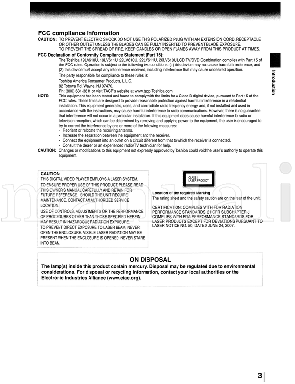 Toshiba 19LV610U 19LV611U 22LV610U 22LV611 26LV610U (88 pages) TV Operating Manual