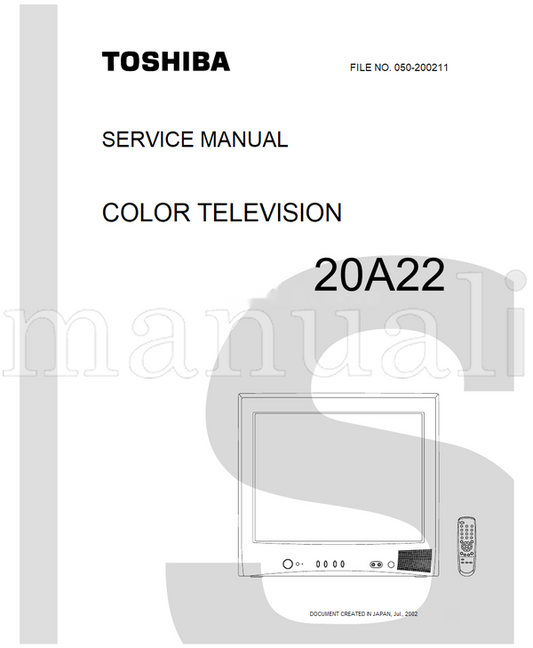 Toshiba 050-200211 20A22 (34 pages) TV Service Manual
