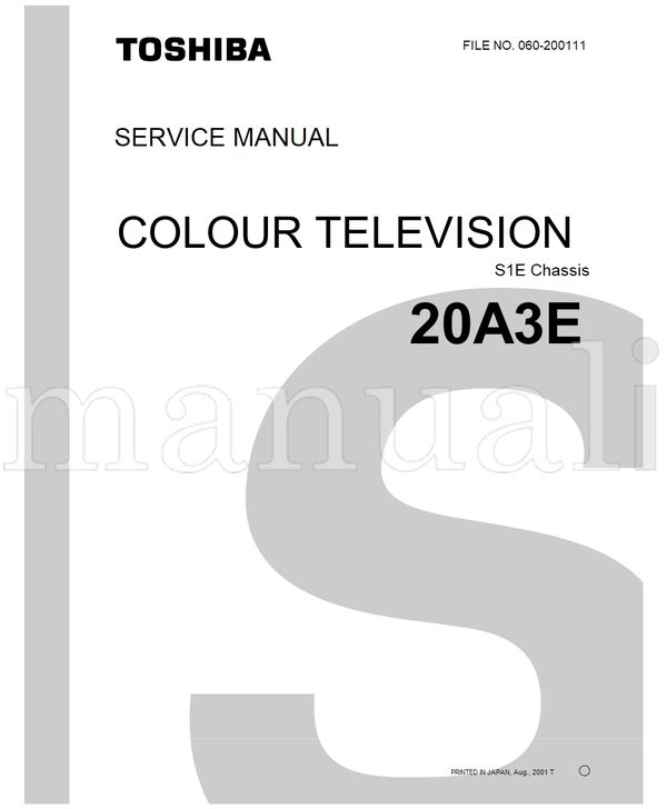 Toshiba 060-200111 20A3E (50 pages) TV Service Manual