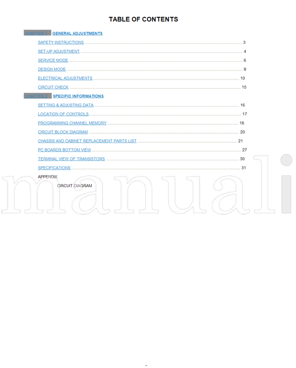 Toshiba 060-200111 20A3E (50 pages) TV Service Manual