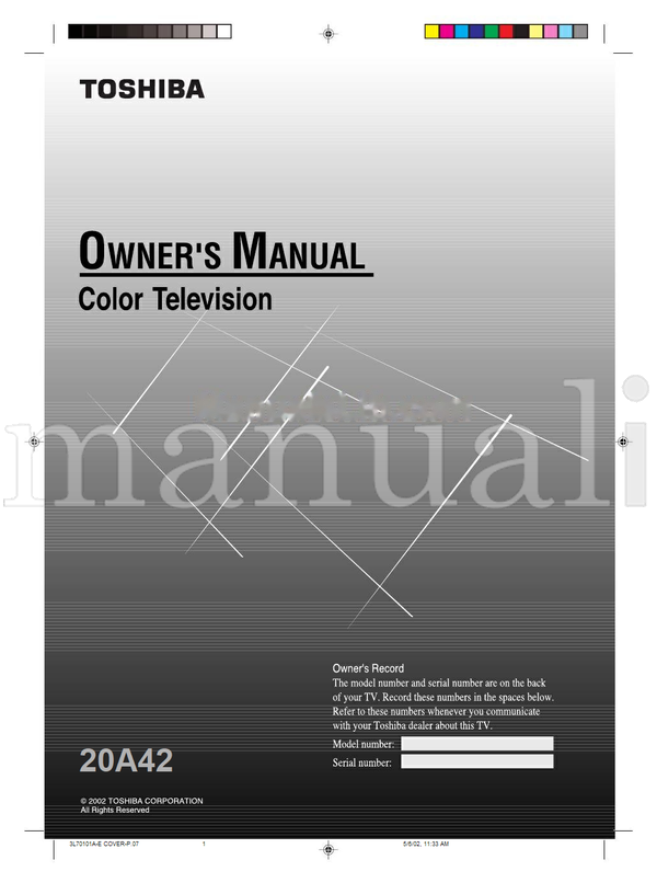 Toshiba 20A42 3L70101A-E (37 pages) TV Operating Manual