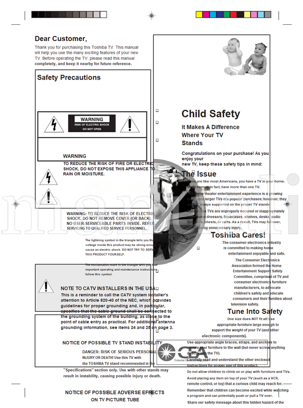 Toshiba 20A42 3L70101A-E (37 pages) TV Operating Manual