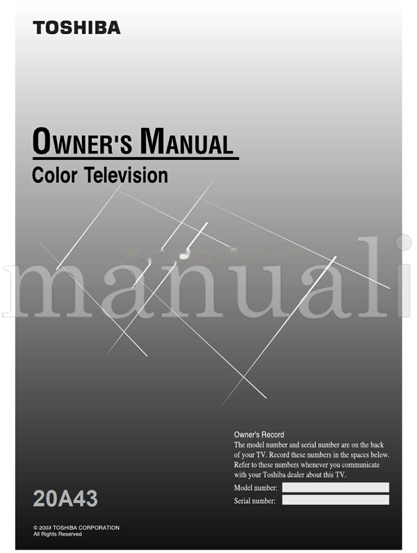 Toshiba 20A43 (37 pages) TV Operating Manual