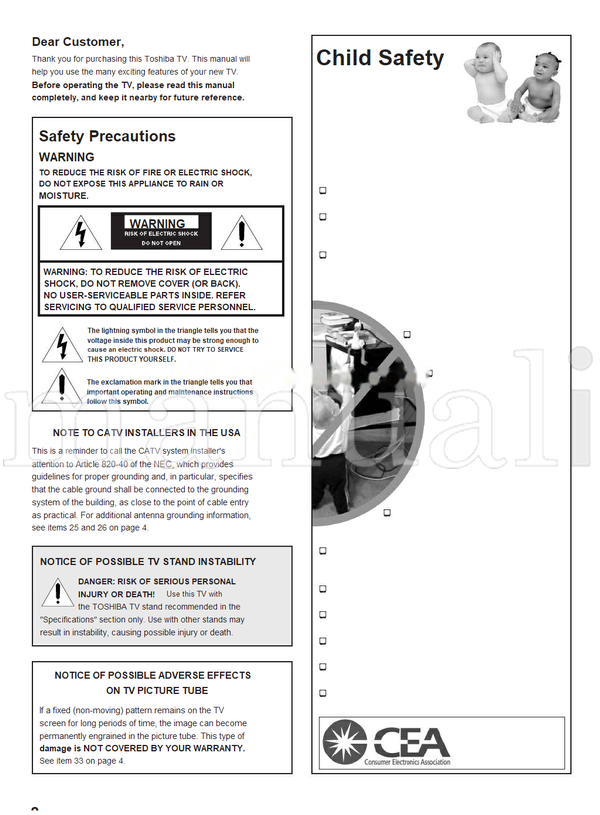 Toshiba 20A43 (37 pages) TV Operating Manual