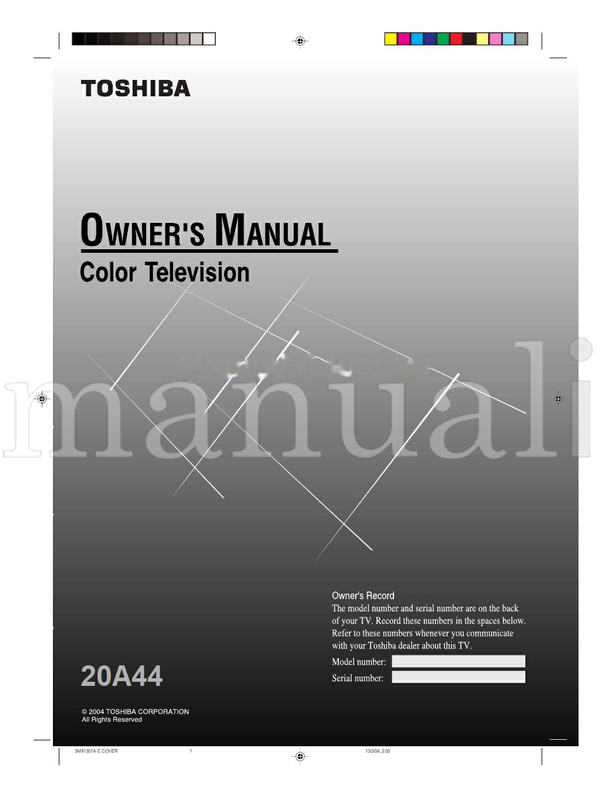Toshiba 20A44 3M91301A-E (33 pages) TV Operating Manual
