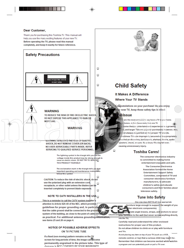 Toshiba 20A44 3M91301A-E (33 pages) TV Operating Manual