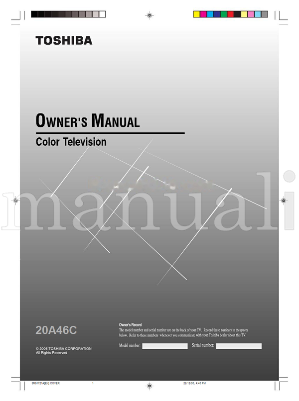 Toshiba 20A46C (29 pages) TV Operating Manual