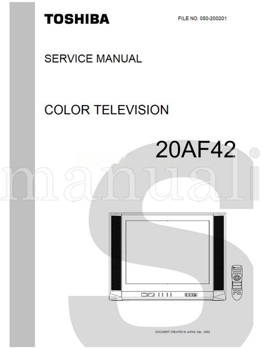 Toshiba 050-200201 20AF42 (39 pages) TV Service Manual