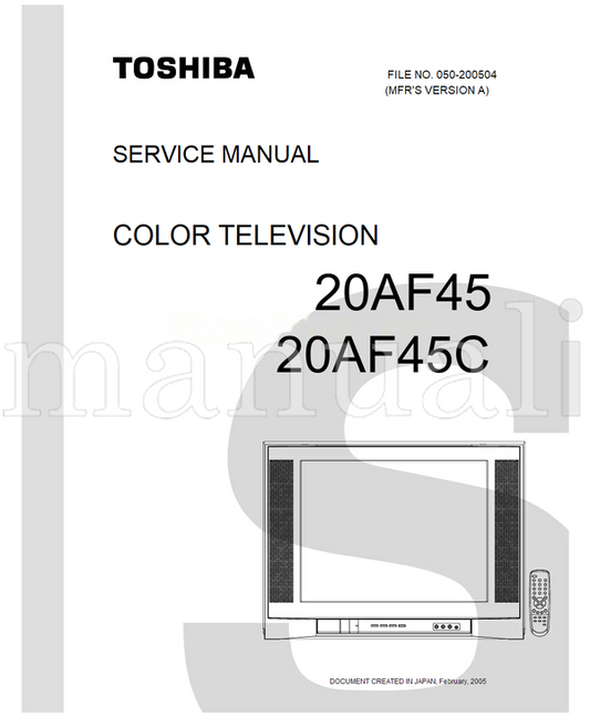 Toshiba 050-200504 20AF45 20AF45C (50 pages) TV Service Manual