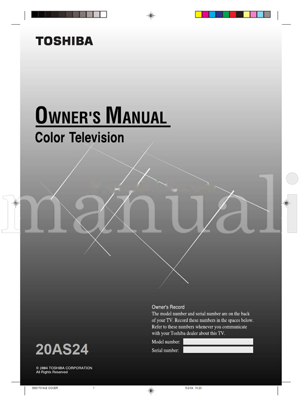 Toshiba 20AS24 3M21701A-E (28 pages) TV Operating Manual