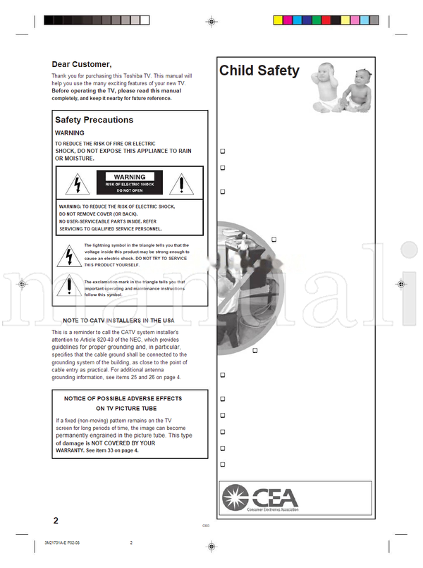 Toshiba 20AS24 3M21701A-E (28 pages) TV Operating Manual