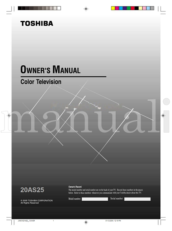 Toshiba 20AS25 (15 pages) TV Operating Manual
