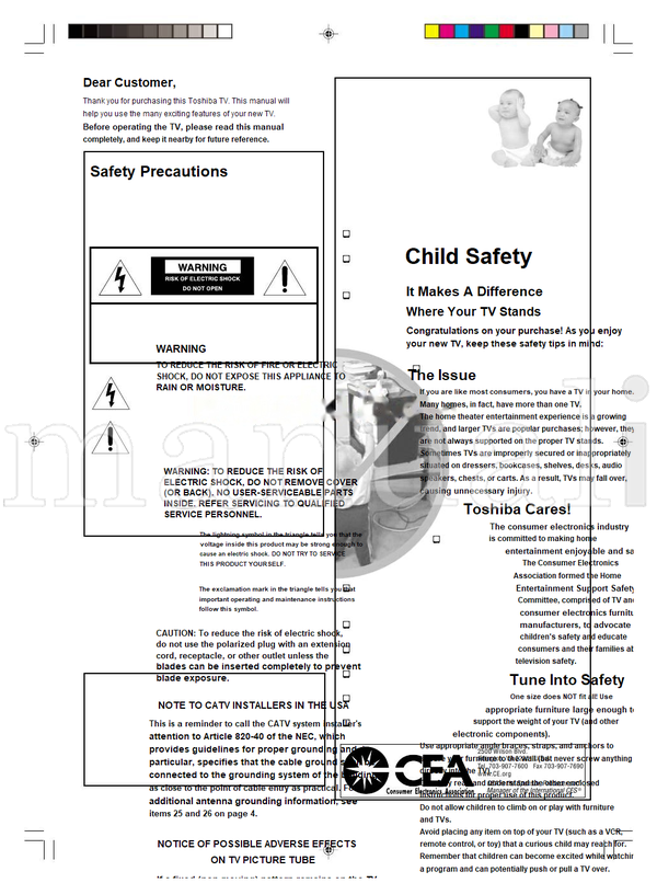 Toshiba 20AS25 (15 pages) TV Operating Manual